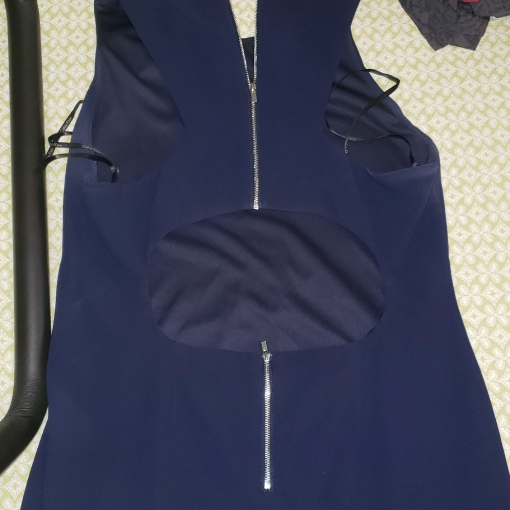 beautiful floor length navy dress with cut outs